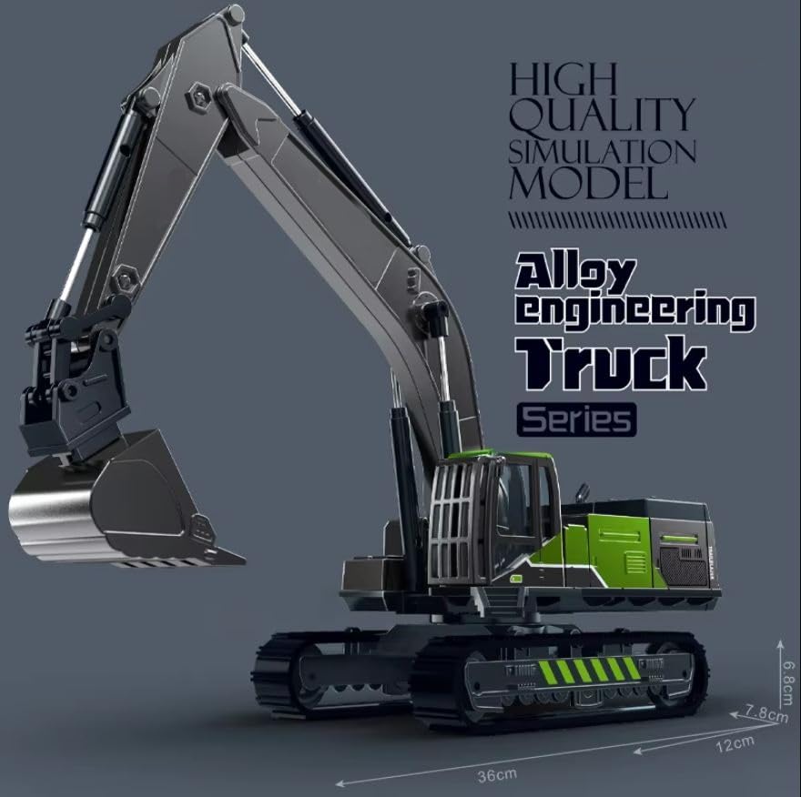 Image of Unbreakable Friction Power Excavator Long Crane with All Moving Parts Engineering Vehicle Model Toy Construction Truck Toy for 3+ Years Old Kids Boys Girls