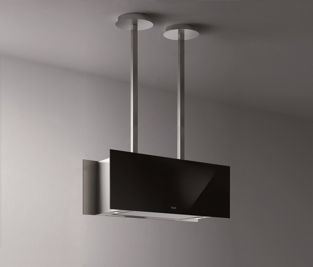 Best - Cappa ad Isola Secret Nero in Acciaio Inox e Vetro da 90x35cm