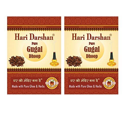 HARI DARSHAN Pure Gugal Wet Dhoop, Long Lasting Fragrance For Home, Meditation, Natural & Herbal Dhoop For Pooja, Made With Pure Ghee & Herbs - Pack Of 2, 100Gram Each