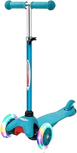 ChromeWheels Scooter for Kids, Deluxe 3 Wheel Scooter for Toddlers 4 Adjustable Height Glider with Kick Scooters, Lean to Steer with LED Flashing Light for Ages 3-6 Girls Boys