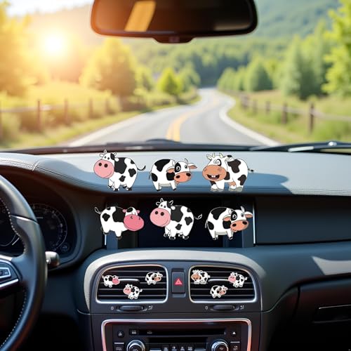 Image of 6 Pcs Cow Print Air Vent Clips, Cute Cow Car Air Fresheners Vent Clips Cute Car Interior Decor Funny Decoration Accessories for Women Men