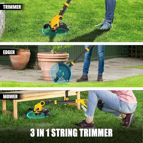 3 in 1 Cordless String Trimmer Compatible with DEWALT 20V MAX Battery(Tool Only), 12" Auto Feed Cordless Weed Eater, Lightweight Electric Weed Wacker & Edger for Lawn, Garden, Yard by Houselife - Image 2