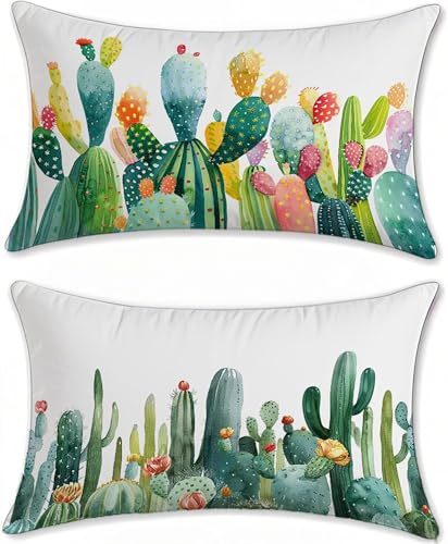 Housse de coussin extérieur imperméable 60x120 cm en lin vert lot de 2 - 2