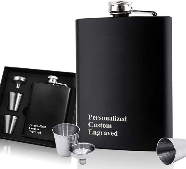 EDSG Personalised Hip Flask | Engraved Whisky Flask 6oz Pocket Flask | Custom Gift for Best Man Fathers Day Wedding | Gift for Dad Daddy Father Grandpa Granddad Hand Finished in UK (Any Text)