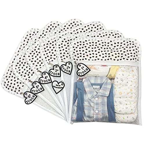 Saquinho Maternidade Tule Com Zíper 6x Peças Menino E Menina Temas 9 Cores (Cinza Coroa Modelo11)