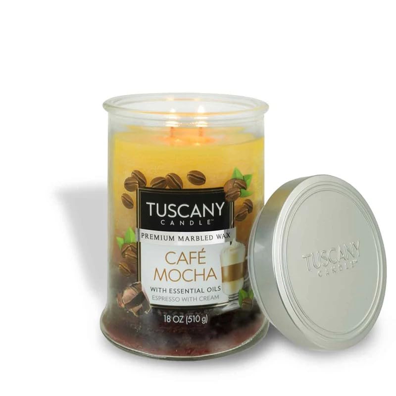 TUSCANY Candle Duftkerze Im Glas | CINNAMON COFFEE CAKE | 510 G Mit 2 Dochten | Bis Zu 130 Stunden Brenndauer