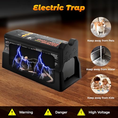 Trampa eléctrica para ratones potente voltaje 7000V lavable para exterior 6