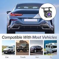 Rückfahrkamera Auto 1000 Zeilen mit 12 LED Nachtsicht, Universelle Rückfahrkamera Heckkamera 170° Weitwinkel Sicherheit, IP68 Wasserdicht, 12V-24V für PKW SUV LKW Wohnmobil mit 6m Kabel – Ansicht 6