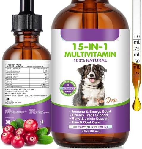 Dog Multivitamin, 15 in 1 Multivitamin for Dogs, Dog Vitamins Liq...