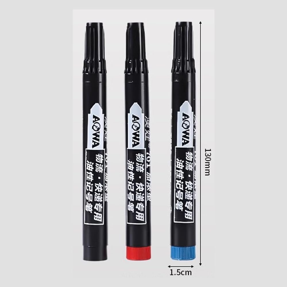 XMKT 5-50 pennarelli impermeabili a base di olio, inchiostro nero, blu, rosso, per vetro, metallo, cancelleria, disegno, ufficio, scuola (nero, 50 pezzi)