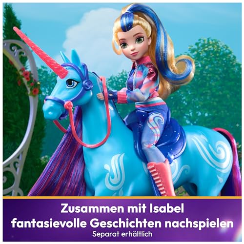 Unicorn Academy Einhorn River - ca. 28 cm großes Einhorn von Isabel zur beliebten Netflix-Serie, mit beweglichem Kopf, abnehmbarem Zaumzeug und Sattel für realistisches Rollenspiel, ab 4 Jahren