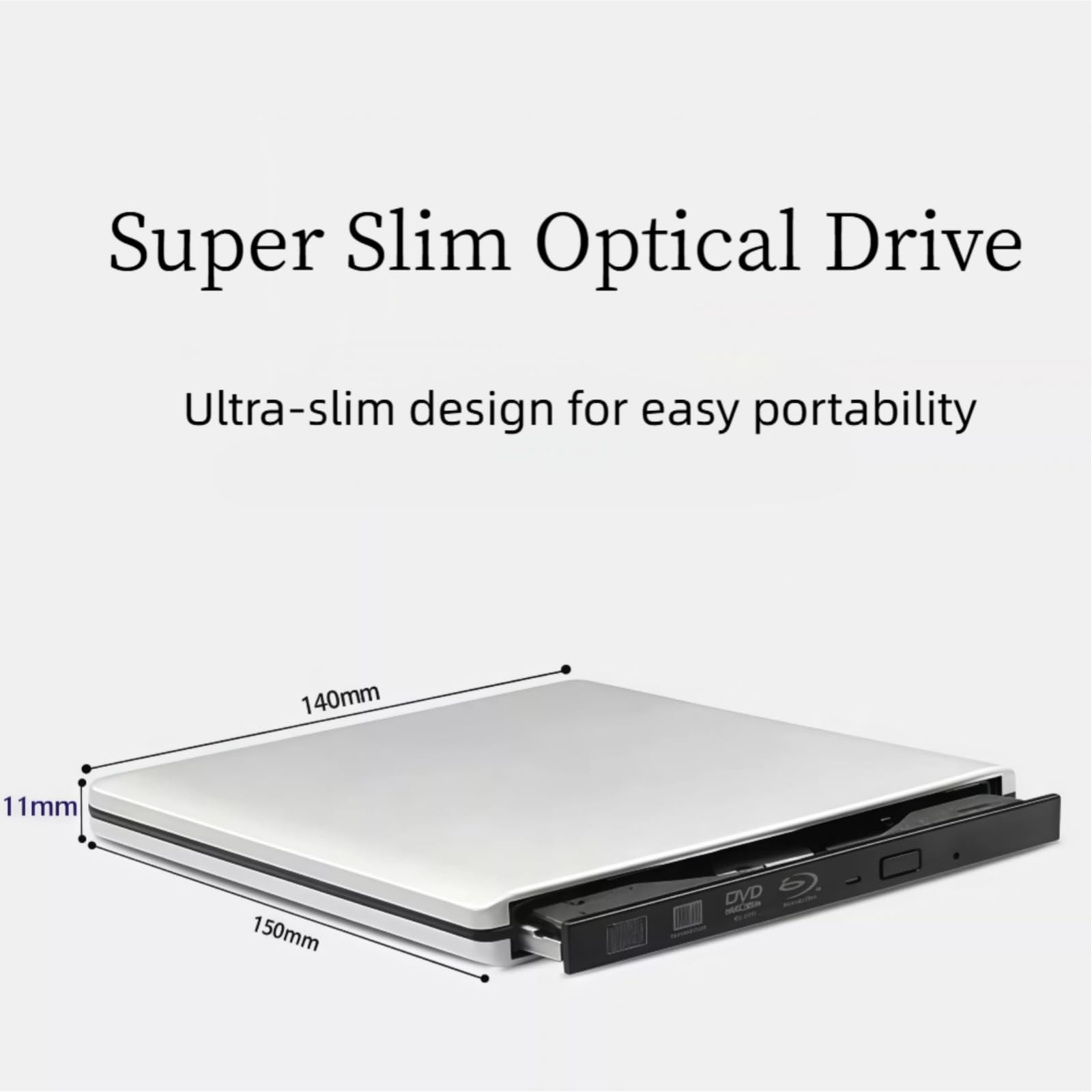 JOTEC Unità Blu-Ray esterna in alluminio 4K UHD, masterizzatore Blu-ray 4K USB 3.0 e tipo C, doppia interfaccia, compatibile con tutti i modelli PC e Mac surpport 100 GB 128 GB