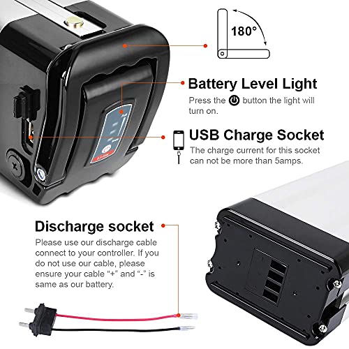 Image of Yose Power 36V13Ah Ebike Battery, XH370-10J Silver Fish Lithium-ion Pedelec Battery with Charge for 250W /350W /500W Electric Bike Bicycles Folding Bike Mountain Bike Motor (US Warehouse)