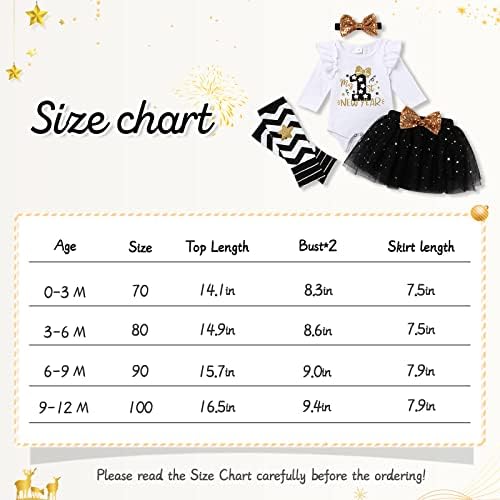 My First New Year Outfits Baby Girl Ruffled Bodysuit + Tutu Skirt + Stripe Leg Warmers + Headband Newborn New Year Set