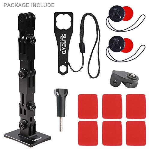 Surewo Aluminum Motorcycle Helmet Chin Mount Compatible With Gopro Hero 11/10/9/8/7/(2018)/6/5 Black ,Dji Osmo Action 2,Insta360 One R/Akaso/Crosstour,And More #TOP6