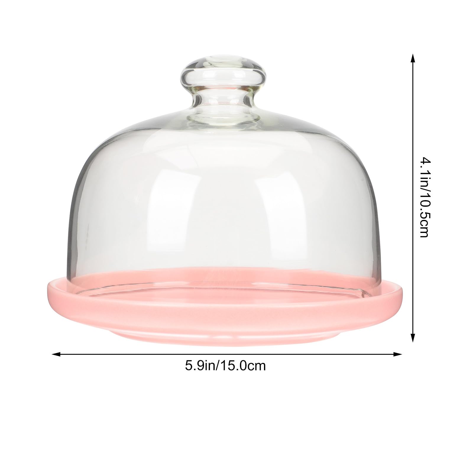 Kichvoe Assiette de Fruits en Céramique avec Cloche en Verre Rose, Plateau Délicat pour Servir et Protéger Lors de Fêtes et Mariages