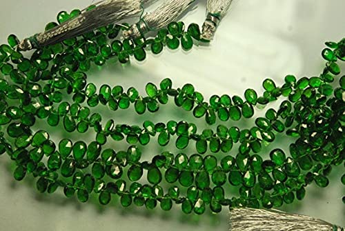 Chrome Diopside facetté de Russie en briolette poire 7mm pour haute joaillerie