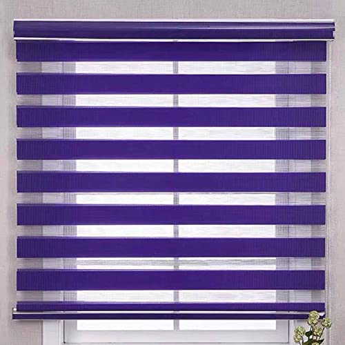 WWHATE Estor enrollable de tela opaca de doble capa, riel de aluminio, fácil ajuste, para el hogar, oficina, dormitorio, habitación de los niños, fácil ajuste (morado, ancho 120 cm x largo: 200 cm)