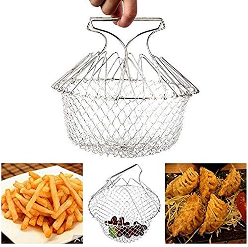 Fruitmand RVS Groentestomer Basket Folding stoominzet for Veggie Fish Seafood Cooking, Store Fruits (Grootte : L