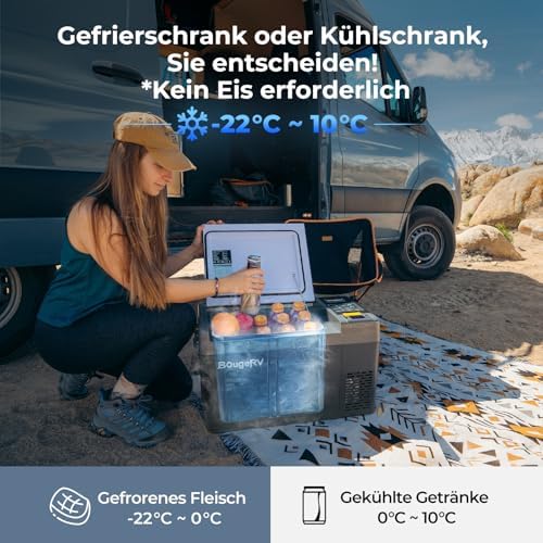 Bild 4 - BougeRV CRPRO Kompressor Kühlbox 12v, 20 Liter Auto Kühlbox(-22℃~10℃), 12/24V DC &110-240V AC Tragbarer Auto Kühlschrank, 12v Kühlschrank, für Auto, Camping, Reisen (Aktualisierte Version)