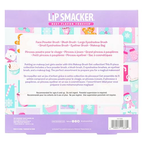 Lip Smacker Holiday Makeup Brush Set, 6-Piece Makeup Brushes Set for Face Powders Creamy Blush, Eyeshadows and Eyeliners - Image 4