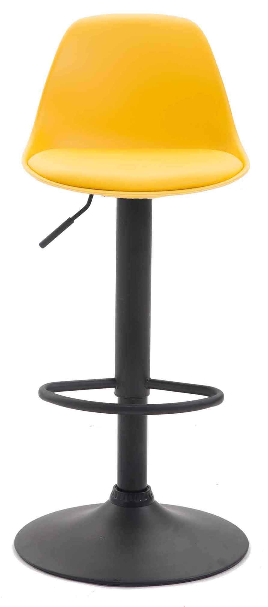 CLP Set 2 Sgabelli Design Kiel in Polipropilene E Similpelle I Coppia Sedie Bar Cucina Girevoli E Regolabili, Colore:Giallo, Colore del Telaio:Nero