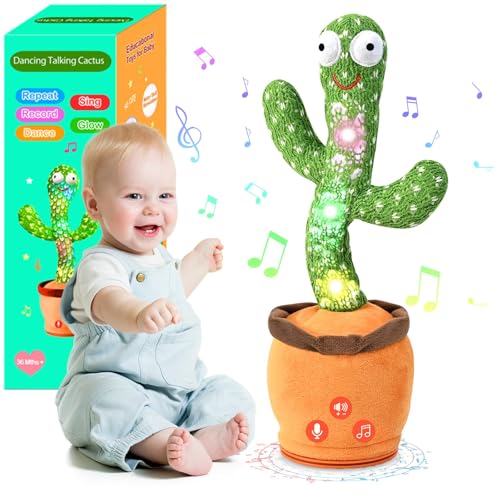 Dancing Talking Cactus Baby Toys 0-6 3-6 6-12 12-18 Months, Toddler Boys Girls Gifts for 2 3 4 5 6 7 8 9 10 Month Old Baby Toy Singing Mimicking Recording Repeating What You Say with 120 English Songs