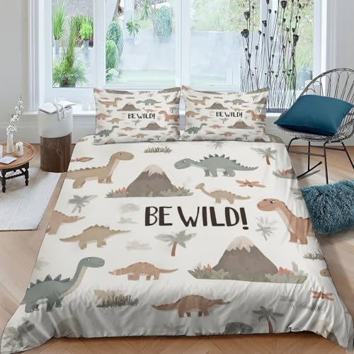 Housse de couette dinosaure imprimé 3D parure de lit dessin animé single pour chambre ado