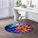 Round Rug 3 FT Abstract Flowers Office Chair Mat Colorful Under Desk Low-Pile Rug Thick Floor Mat for Carpet and Hardwood Floors -  MomTumd