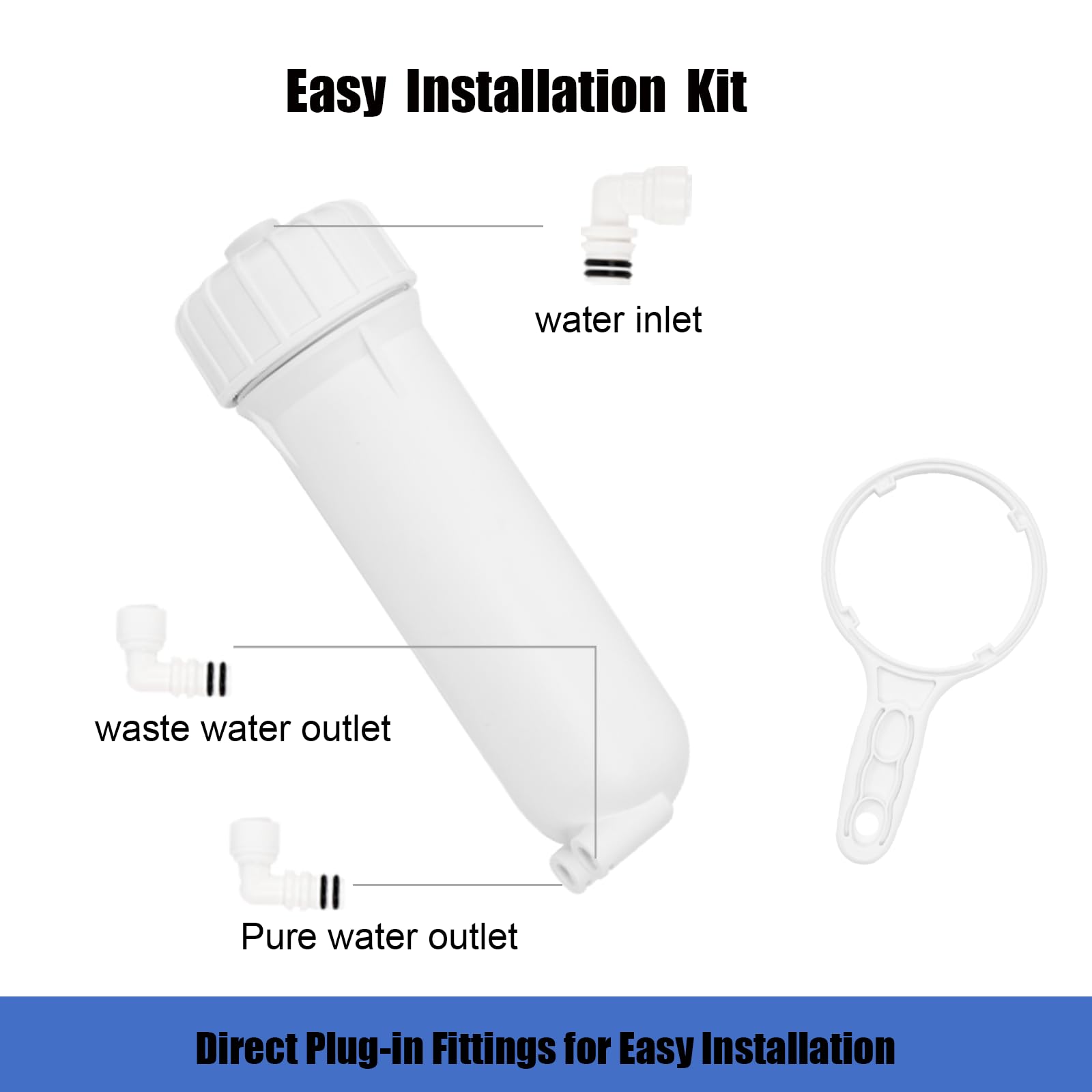 3012 Kit de carcasa de membrana de ósmosis inversa con ajuste de conexión rápida | Para sistemas universales de filtro de agua de ósmosis inversa 200/300/400/500/600 GPD