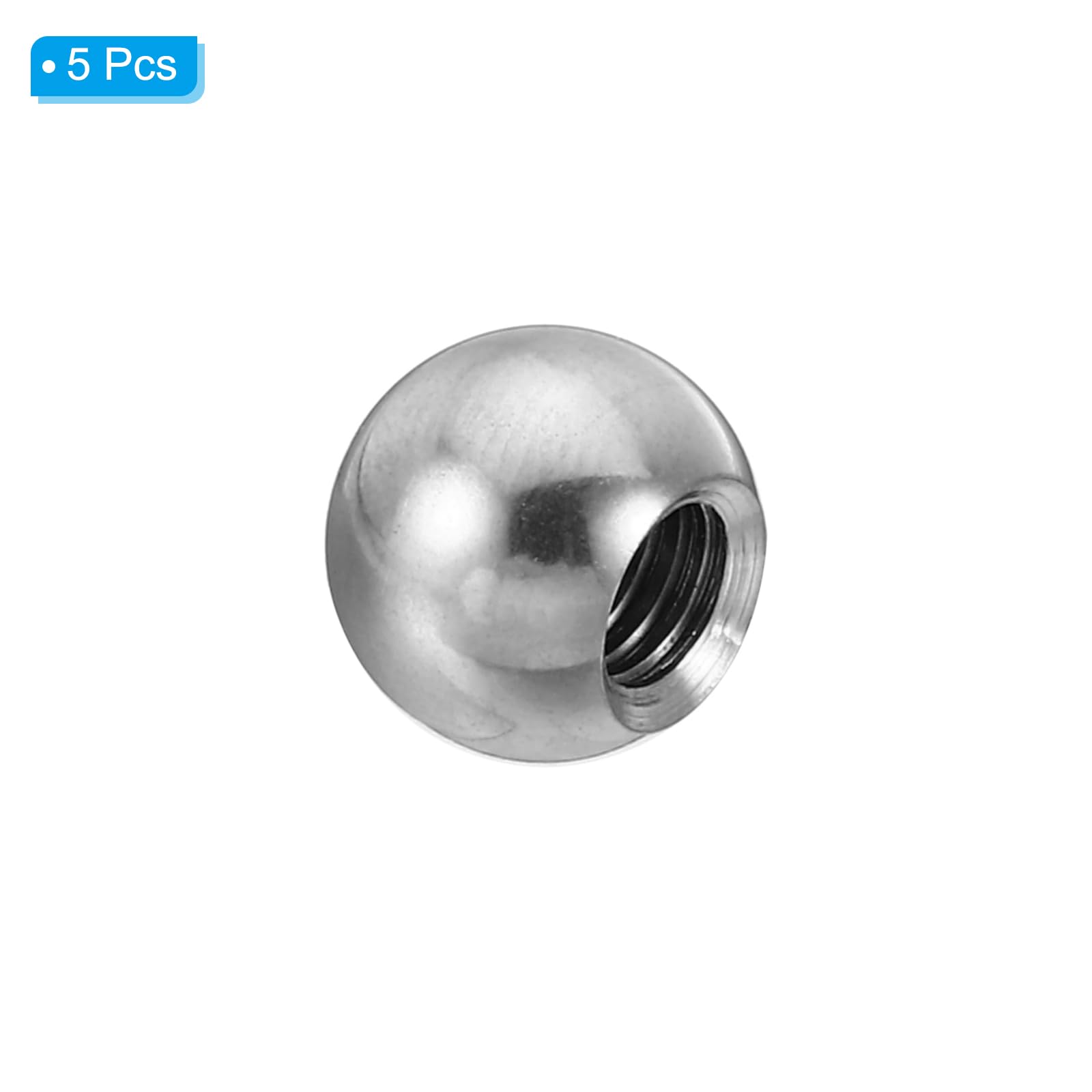 PATIKIL Dadi Manopola, 5pz M5 Femmina Filettatura 10mm OD 304 Inossidabile Acciaio Tondo Sfera Vite Cappuccio Coperchio per Illuminazione Mobili Fai-da-Te Decorazione, Argento