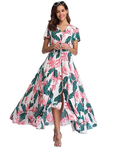 Image of Ferrendo Women Summer Maxi Dresses Casual Dress 2026 Beach Vacation Outfits Green Leaf S