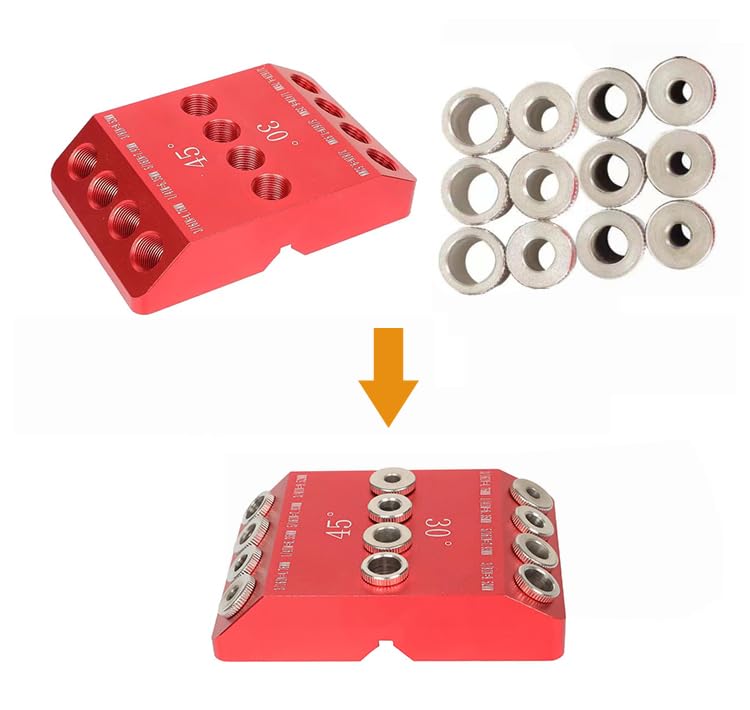 4 Sizes 30 45 90 Degree Angle Drill Guide Jig for Angled Hole and Straight Hole,Drill Block，Dowel Drill Guide，Stair Wire Handrail, Deck Cable Railing Lag Screw Drilling Template Block