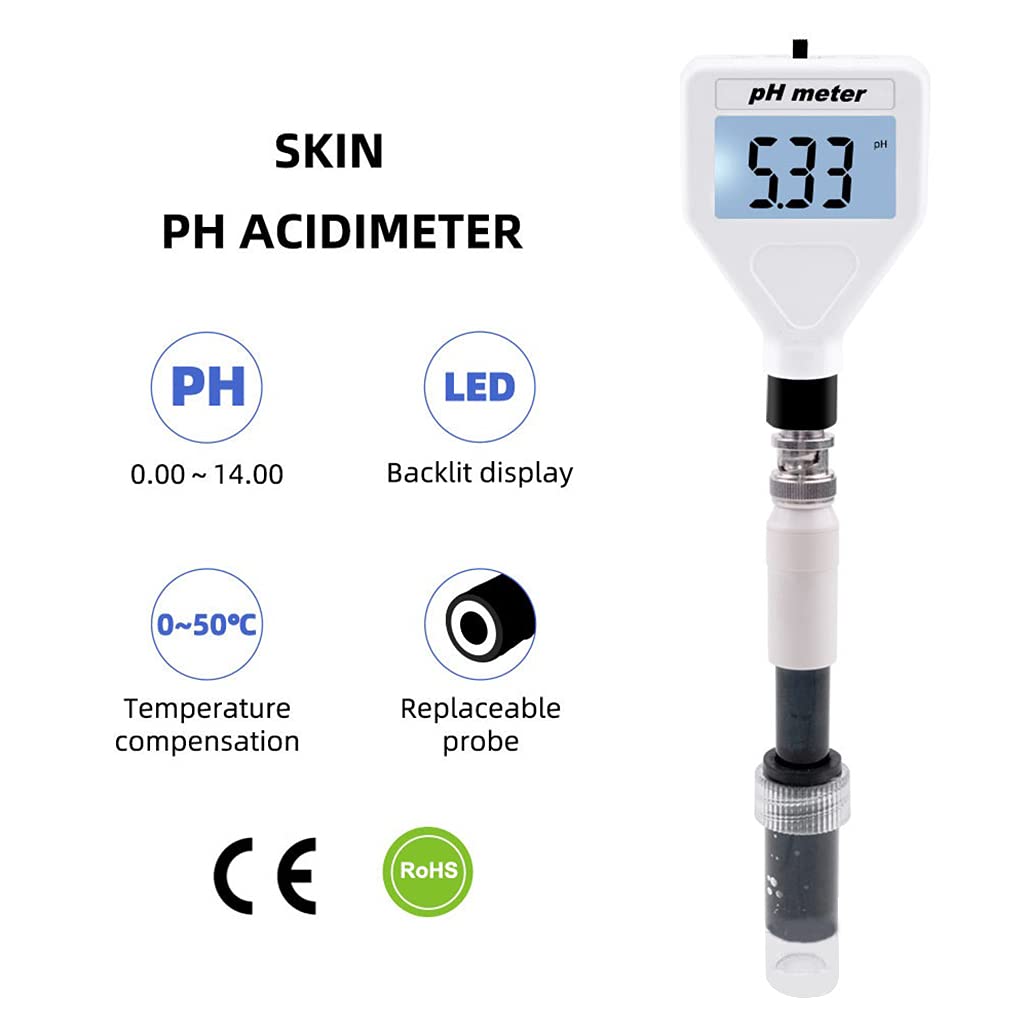MONOJLY Medidor de Ph Medidor Multiusos Medidor de acidez Digital Probador Medidor de Suelo Probador con retroiluminación Blanca para Queso Carne Tierra Piel