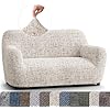 Paulato by gaico loveseat slipcover oversized chair cover stretch couch cover cushion love seat sofa slipcovers 1 piece form fit washable protector microfibra print vittoria beige  urban country home decor