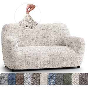 PAULATO BY GAICO Loveseat Slipcover Oversized Chair Cover Stretch Couch Cover Cushion Love Seat Sofa Slipcovers 1 Piece Form Fit Washable Protector Microfibra Print Vittoria Beige