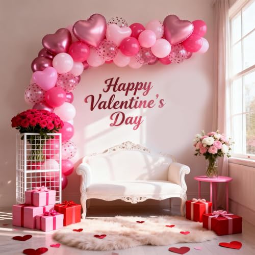 Image of Pink Balloons 12 Inch Metallic Hot Pink Magenta Happy Birthday Decorations