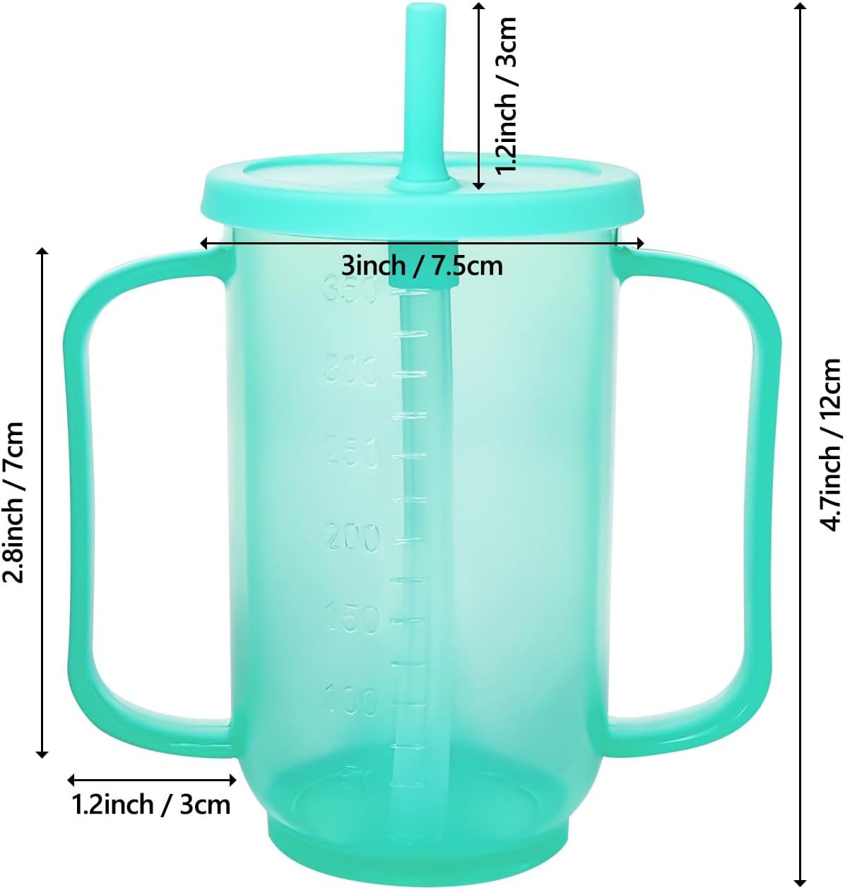 Adult Sippy Cups for Elderly, 12oz Spill Proof Cup with 2 Handles Plastic Elderly Sippy Cup with Straw and Lid, Suitable for for Seniors and Adults, Great for Water, Milk, and Soup - Image 5
