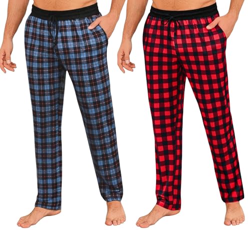 Pantalon pyjama carreaux homme avec poches et ceinture ajustée ultra léger
