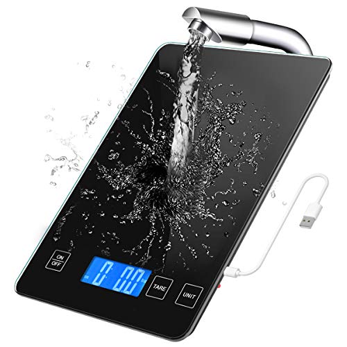 Brifit Digital Kitchen Scale, 10kg/22lb Food Scale, 1g/0.1oz Precise Graduation, Waterproof Tempered Glass