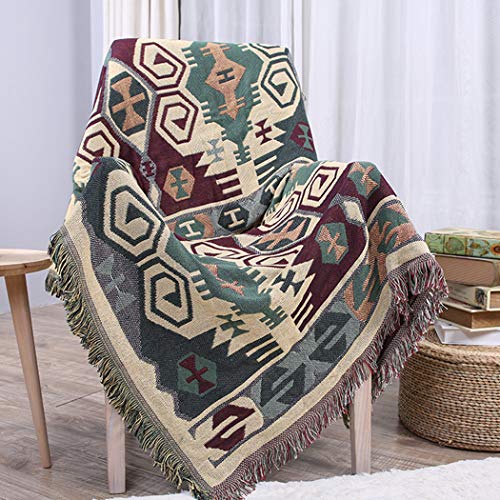 BINGMAX Gestrickte Baumwolle Kuscheldecke | Tischdecke | Gestrickte Decke | Tagesdecke | Für Bett, Sofa, Sessel, Picknick, Reisen Klavierdeckel Freizeitdecke