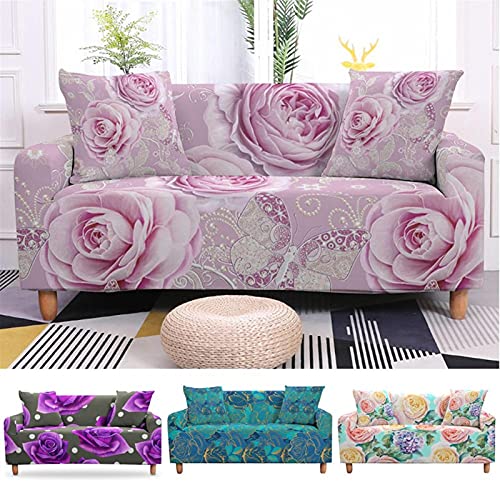 Funda de sofá 3D rose flower protector antiarañazos elástico para salón seccional de 2/3 plazas 3