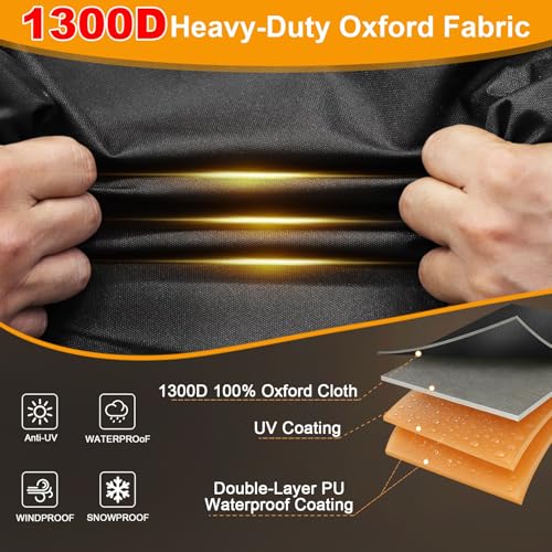 Image of Kipiea Outboard Motor Cover 1300D Heavy Duty Waterproof, Anti UV, No Tears & No Fading, Boat Motor Cover Fit for Motor 150-200 Hp (104 inch Circumference x 28 inch Height) Black