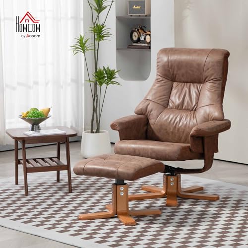 Poltrona relax con sgabello, poltrona TV girevole, poltrona TV con funzione reclinabile, poltrona imbottita per soggiorno, camera da letto, microfibra marrone, 78 x 82,5 x 109 cm - Sedia gaming - Immagine 1