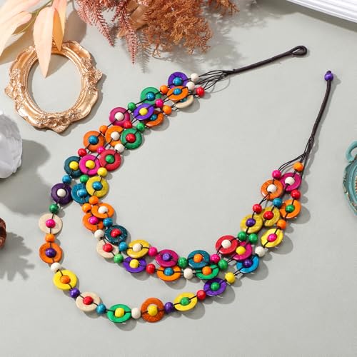 Amosfun naszyjnik w stylu retro boho wisiorek plaża drewniane koraliki, ręcznie robione kokokos