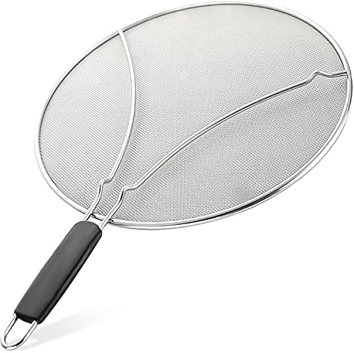 Zulay Kitchen Large Splatter Screen for Frying Pan (15.5") - Blocks Hot Oil Splashes - Stainless Steel Grease Splatter Guard for Frying Pan - Keeps Stoves Clean & Prevents Burns While Cooking