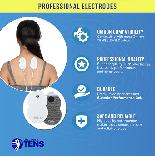 Image of Discount TENS Pads Compatible with Omron, 3.23 x 1.89 Inch, 10 Pack | Superior gel with metallic grid, long-lasting latex-free hydrogel, flexible comfort, even current flow, strong skin adhesion