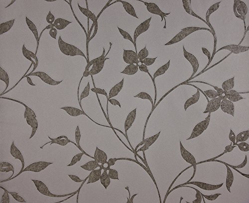 Dutch Wallcoverings 7229-2 Flower Wallpaper - Grey/Silver