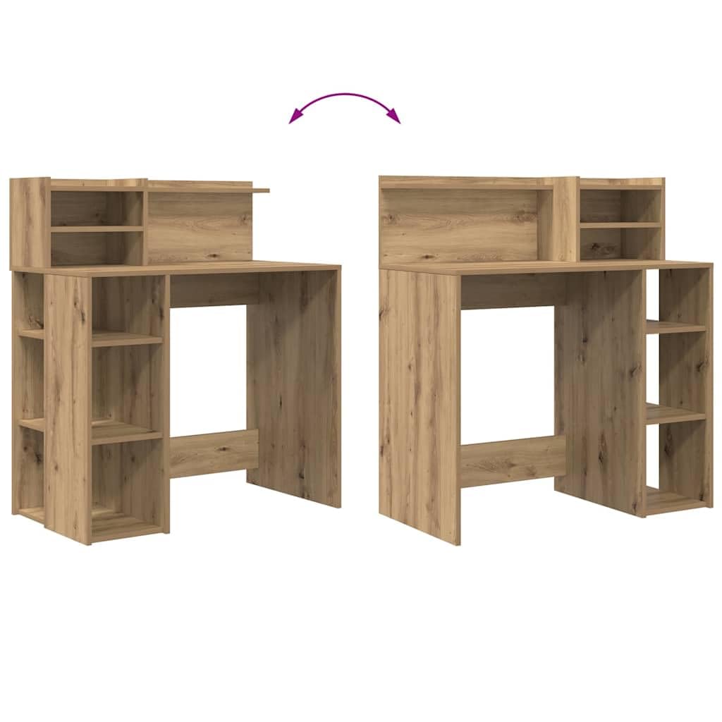 vidaXL Bureau Chêne Artisanal 90 x 48 x 101,5 cm Bois d'ingénierie, Bureau Moderne, Table d'écriture Robuste, Espace de Travail rectangulaire Compact, mobilier Ergonomique