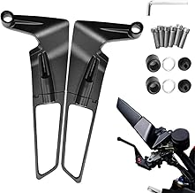 Motorcycle Rear View Mirrors, Adjustable 360° Rotating Stealth Wind Wing Side Mirrors, Adjustable Flat Motorbike Mirrors for Z400/Z650/Z900 Duke 125-1290 MT07/09 Universal 8mm/10mm Fitment